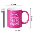 KUBEK magenta różowy błyszczący WŁASNY NADRUK imię KARTONIK PREZENT GRAWER - 2