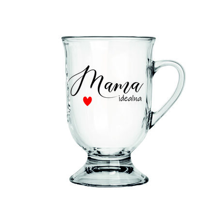 Szklany Kubek dla Mamy 430ml Mama Idealna Prezent Zmywarka
