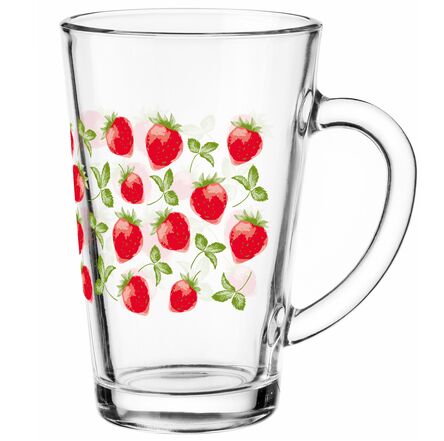 Kubek szklanka z uchem Iwo 300ml Truskawki Watercolor na herbatę sok