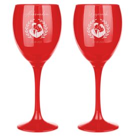 2 Kieliszki do wina Czerwone GRAWER 300ml PREZENT ŚLUB ROCZNICA WALENTYNKI