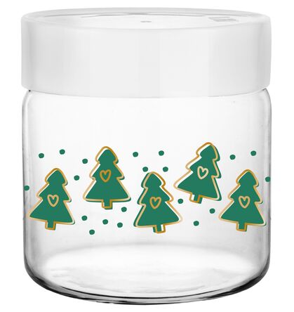 Pojemnik ciasteczka cukierki 585ml Zielone Choinki Mikołaja Święta zimowy