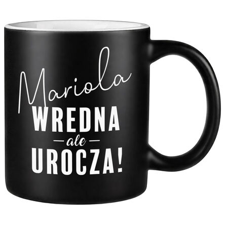 DUŻY KUBEK CZARNY matowy NOWE PROJEKTY Twoje imię  tekst NA PREZENT GRAWER