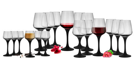 Zestaw Midnight kieliszki do wina czarne 360ml 6 szt + 300ml 6 szt + 75ml 6 szt