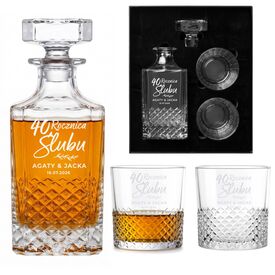 Zestaw Karafka 750ml + 2 Szklanki do Whisky Grawer Prezent Rocznica Ślubu