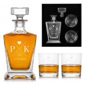 Karafka 850ml + 2 Szklanki do Whisky Zestaw z Grawerem Prezent na Ślub
