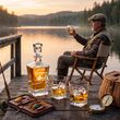 Karafka  ROYAL do WHISKY + 2 Szklanki Grawer Prezent Pudełko dla WĘDKARZA - 5