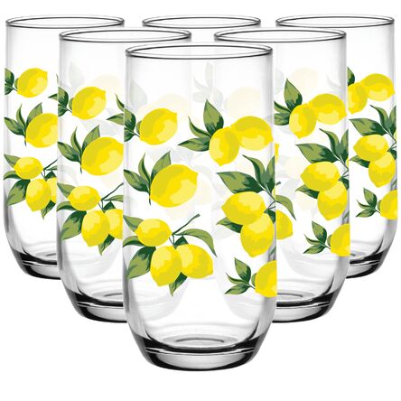 SZKLANKI WYSOKIE ZESTAW 6 SZT 400ML DO SOKU NAPOJÓW DRINKÓW CYTRYNY