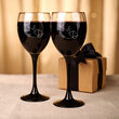 Kieliszki do wina z grawerem laserowym czarna nóżka 2szt 300ml - 5