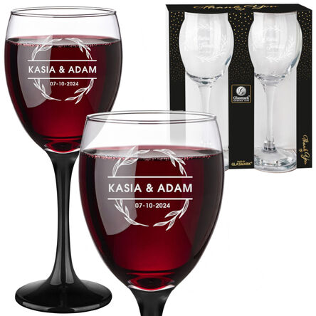 Kieliszki do wina zapakowane GRAWER 300ml PREZENT ŚLUB ROCZNICA WALENTYNKI