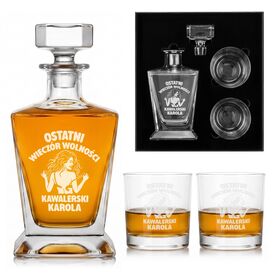 Zestaw Karafka 850ml + 2 Szklanki Prezent na wieczór kawalerki dla Pana Młodego
