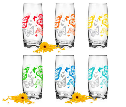 Szklanka Wysoka 325ml Motyle Mix 6 szt