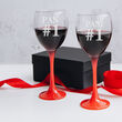 Kieliszki do wina z grawerem laserowym czerwona nóżka 2szt 300ml - 6