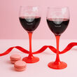 Kieliszki do wina z grawerem laserowym czerwona nóżka 2szt 300ml - 2