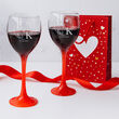 Kieliszki do wina z grawerem laserowym czerwona nóżka 2szt 300ml - 5