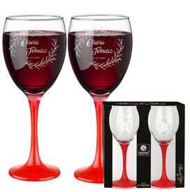 2 Kieliszki do wina w pudełku GRAWER 300ml PREZENT ŚLUB ROCZNICA WALENTYNKI