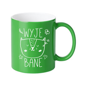 KUBEK zielony błyszczący WŁASNY NADRUK imię tekst KARTONIK PREZENT GRAWER