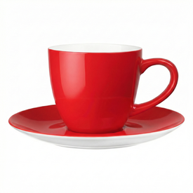 Filiżanka ceramiczna ze spodkiem Bruno 230ml Czerwona KPL