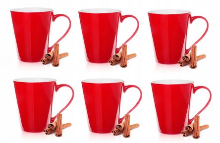 Komplet 6 czerwonych kubków Maja