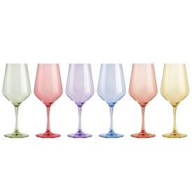 Kolorowe kieliszki do wina 470ml zestaw 6szt eleganckie Joyful
