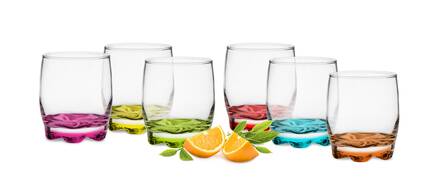 Szklanki do drinków Kolorowe Dna 250 ml 6 szt
