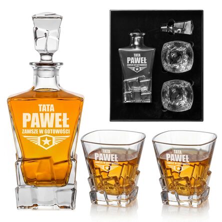 ZESTAW Karafka 850ml +2 Szklanki Grawer Prezent dla Taty na Dzień Ojca