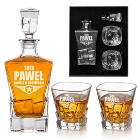 ZESTAW Karafka 850ml +2 Szklanki Grawer Prezent dla Taty na Dzień Ojca