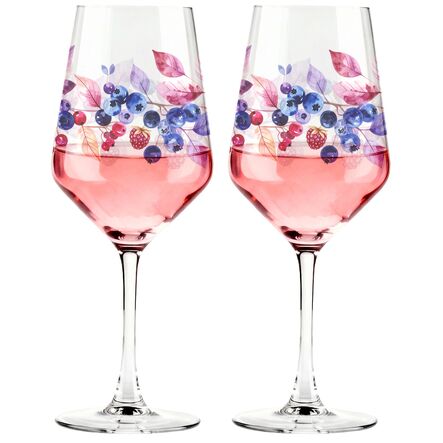 Komplet 2 Kieliszków do Wina 470ml Borówki Maliny Prezent Zestaw