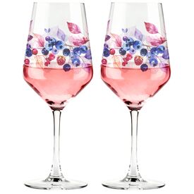 Komplet 2 Kieliszków do Wina 470ml Borówki Maliny Prezent Zestaw