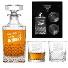 Karafka 750ml 2 Szklanki do Whisky Grawer zabawny śmieszny Prezent Pudełko