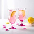 Kieliszki koktajlowe Dno magenta 6szt + łyżeczki - 2