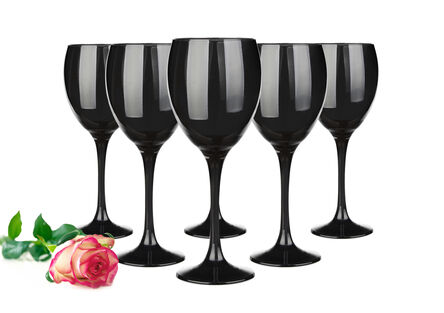 Czarne kieliszki do wina 300ml 6 szt