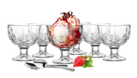 Zestaw 6 Pucharków 250ml + 6 łyżeczek