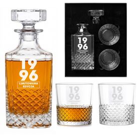 Karafka 750ml 2 Szklanki do Whisky Grawer Zestaw Prezent Urodziny Pudełko