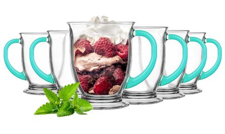 Komplet 6 kubków Kubasów 400ml ucho turkus