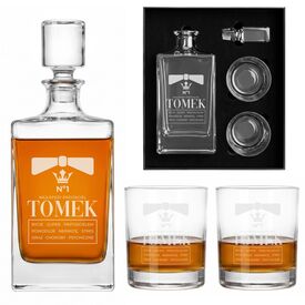 Karafka 850ml 2 Szklanki do Whisky Zestaw Grawerem Prezent zabawny śmieszny