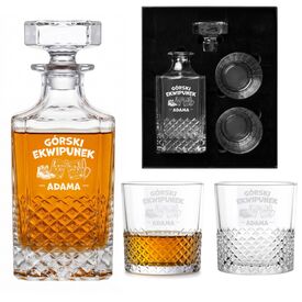 Zestaw Karafka 750ml 2 Szklanki Grawer Prezent dla Miłośnika Gór Whisky
