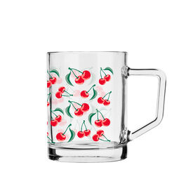 Szklany kubek Nico 270ml wzór CZEREŚNIE - watercolor