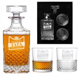 Karafka 750ml + 2 Szklanki do Whisky Grawer Prezent Taty Zestaw Dzień Ojca