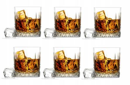 Zestaw 6 eleganckich szklanek ze szlifem whisky 280ml
