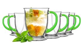 Komplet kubków Kubasów 400ml ucho zielone 6szt