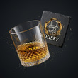 PREZENT DLA TATY Ojca WHISKY Szklanka Crystal 345ml Podkładka kamienna - 2